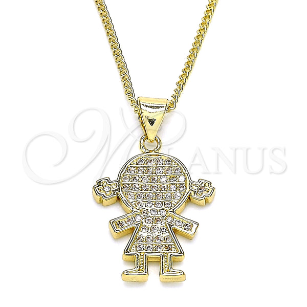 Gold Filled Necklace — Pendant Necklace Little Girl Design with White Micro — main product view — SKU 133115 | Oro Laminado collar — Pendant Necklace Little Girl diseño with blanco Micro — SKU 133115