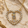 Oro Laminado Pendant Necklace, Gold Filled Style Heart and Little Boy Design, with Sapphire Blue and White Micro Pave, Polished, Golden Finish, 04.195.0058.18 (02 MM Thickness, 18 Inches Length)