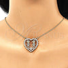 Oro Laminado Pendant Necklace, Gold Filled Style Heart and Little Boy Design, with Sapphire Blue and White Micro Pave, Polished, Golden Finish, 04.195.0060.18 (02 MM Thickness, 18 Inches Length)