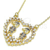 Oro Laminado Pendant Necklace, Gold Filled Style Heart and Little Boy Design, with Sapphire Blue and White Micro Pave, Polished, Golden Finish, 04.195.0060.18 (02 MM Thickness, 18 Inches Length)