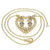 Oro Laminado Pendant Necklace, Gold Filled Style Heart and Little Boy Design, with Sapphire Blue and White Micro Pave, Polished, Golden Finish, 04.195.0060.18 (02 MM Thickness, 18 Inches Length)