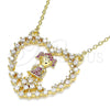 Oro Laminado Pendant Necklace, Gold Filled Style Heart and Little Girl Design, with Ruby and White Micro Pave, Polished, Golden Finish, 04.195.0061.18 (02 MM Thickness, 18 Inches Length)
