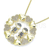 Oro Laminado Pendant Necklace, Gold Filled Style Little Boy and Heart Design, with Sapphire Blue and White Micro Pave, Polished, Golden Finish, 04.195.0062.20 (02 MM Thickness, 20 Inches Length)