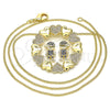 Oro Laminado Pendant Necklace, Gold Filled Style Little Boy and Heart Design, with Sapphire Blue and White Micro Pave, Polished, Golden Finish, 04.195.0062.20 (02 MM Thickness, 20 Inches Length)