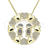 Oro Laminado Pendant Necklace, Gold Filled Style Little Boy and Heart Design, with Sapphire Blue and White Micro Pave, Polished, Golden Finish, 04.195.0062.20 (02 MM Thickness, 20 Inches Length)