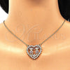 Oro Laminado Pendant Necklace, Gold Filled Style Little Girl and Heart Design, with Ruby and White Micro Pave, Polished, Golden Finish, 04.195.0063.18 (02 MM Thickness, 18 Inches Length)