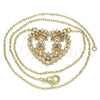 Oro Laminado Pendant Necklace, Gold Filled Style Little Girl and Heart Design, with Ruby and White Micro Pave, Polished, Golden Finish, 04.195.0063.18 (02 MM Thickness, 18 Inches Length)