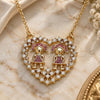 Oro Laminado Pendant Necklace, Gold Filled Style Little Girl and Heart Design, with Ruby and White Micro Pave, Polished, Golden Finish, 04.195.0063.18 (02 MM Thickness, 18 Inches Length)