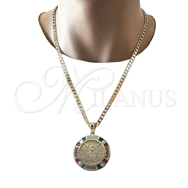 Gold Filled Pendant — Religious Pendant Centenario Coin and Angel Design with — alternate product view — SKU 133123 | Oro Laminado dije — Religious Pendant Centenario Coin and Angel diseño with — SKU 133123