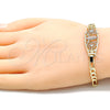 Oro Laminado Fancy Bracelet, Gold Filled Style Guadalupe and Heart Design, Polished, Tricolor, 03.351.0089.1.07 (04 MM Thickness, 7 Inches Length)