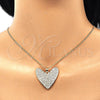 Oro Laminado Pendant Necklace, Gold Filled Style Heart Design, with White Micro Pave, Polished, Golden Finish, 04.156.0202.20 (02 MM Thickness, 20 Inches Length)
