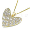 Oro Laminado Pendant Necklace, Gold Filled Style Heart Design, with White Micro Pave, Polished, Golden Finish, 04.156.0202.20 (02 MM Thickness, 20 Inches Length)