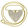 Oro Laminado Pendant Necklace, Gold Filled Style Heart Design, with White Micro Pave, Polished, Golden Finish, 04.156.0202.20 (02 MM Thickness, 20 Inches Length)