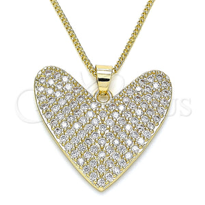 Gold Filled Necklace — Pendant Necklace Heart Design with White Micro Pave — main product view — SKU 133138 | Oro Laminado collar — Pendant Necklace corazón diseño with blanco Micro Pave — SKU 133138
