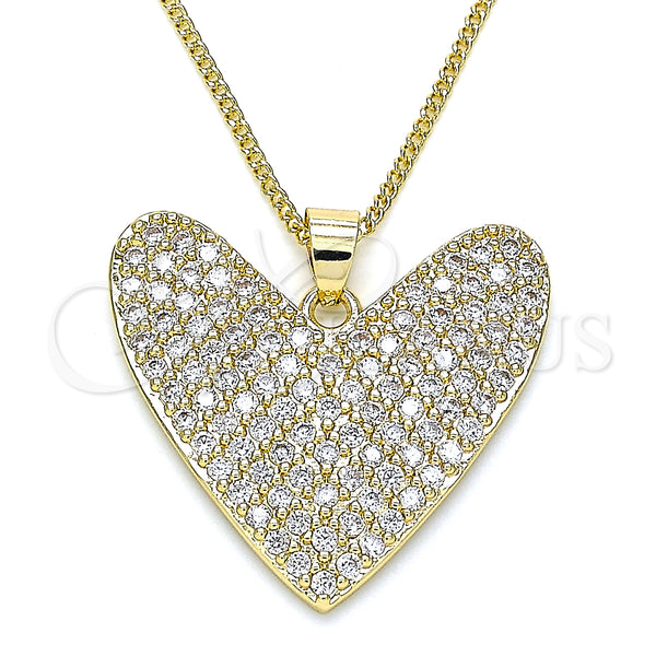 Gold Filled Necklace — Pendant Necklace Heart Design with White Micro Pave — main product view — SKU 133138 | Oro Laminado collar — Pendant Necklace corazón diseño with blanco Micro Pave — SKU 133138