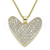 Oro Laminado Pendant Necklace, Gold Filled Style Heart Design, with White Micro Pave, Polished, Golden Finish, 04.156.0202.20 (02 MM Thickness, 20 Inches Length)