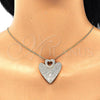 Oro Laminado Pendant Necklace, Gold Filled Style Heart Design, with White Micro Pave, Polished, Golden Finish, 04.156.0203.20 (02 MM Thickness, 20 Inches Length)