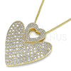 Oro Laminado Pendant Necklace, Gold Filled Style Heart Design, with White Micro Pave, Polished, Golden Finish, 04.156.0203.20 (02 MM Thickness, 20 Inches Length)