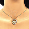 Oro Laminado Pendant Necklace, Gold Filled Style Heart Design, with White Cubic Zirconia, Polished, Golden Finish, 04.156.0204.20 (02 MM Thickness, 20 Inches Length)