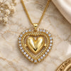 Oro Laminado Pendant Necklace, Gold Filled Style Heart Design, with White Cubic Zirconia, Polished, Golden Finish, 04.156.0204.20 (02 MM Thickness, 20 Inches Length)