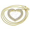 Oro Laminado Pendant Necklace, Gold Filled Style Heart Design, with White Micro Pave, Polished, Golden Finish, 04.156.0218.20 (02 MM Thickness, 20 Inches Length)