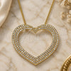 Oro Laminado Pendant Necklace, Gold Filled Style Heart Design, with White Micro Pave, Polished, Golden Finish, 04.156.0218.20 (02 MM Thickness, 20 Inches Length)