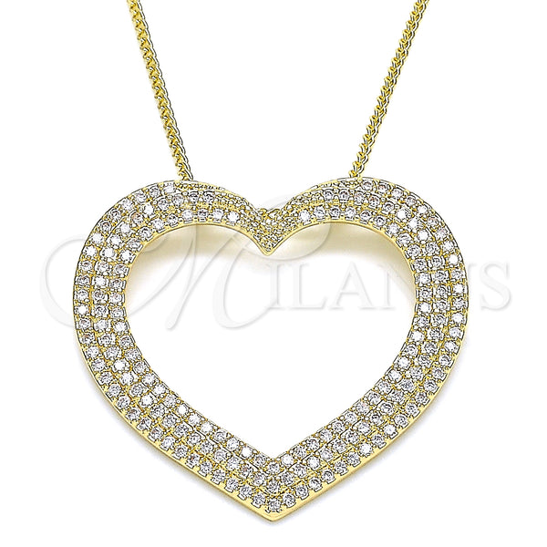 Gold Filled Necklace — Pendant Necklace Heart Design with White Micro Pave — main product view — SKU 133156 | Oro Laminado collar — Pendant Necklace corazón diseño with blanco Micro Pave — SKU 133156