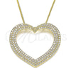Oro Laminado Pendant Necklace, Gold Filled Style Heart Design, with White Micro Pave, Polished, Golden Finish, 04.156.0218.20 (02 MM Thickness, 20 Inches Length)