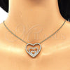 Oro Laminado Pendant Necklace, Gold Filled Style Heart Design, with White Micro Pave, Polished, Golden Finish, 04.156.0219.20 (02 MM Thickness, 20 Inches Length)