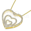 Oro Laminado Pendant Necklace, Gold Filled Style Heart Design, with White Micro Pave, Polished, Golden Finish, 04.156.0219.20 (02 MM Thickness, 20 Inches Length)