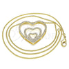 Oro Laminado Pendant Necklace, Gold Filled Style Heart Design, with White Micro Pave, Polished, Golden Finish, 04.156.0219.20 (02 MM Thickness, 20 Inches Length)