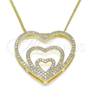 Gold Filled Necklace — Pendant Necklace Heart Design with White Micro Pave — main product view — SKU 133157 | Oro Laminado collar — Pendant Necklace corazón diseño with blanco Micro Pave — SKU 133157