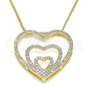 Oro Laminado Pendant Necklace, Gold Filled Style Heart Design, with White Micro Pave, Polished, Golden Finish, 04.156.0219.20 (02 MM Thickness, 20 Inches Length)