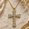 Oro Laminado Pendant Necklace, Gold Filled Style Cross Design, with White Micro Pave, Polished, Golden Finish, 04.156.0221.20 (02 MM Thickness, 20 Inches Length)