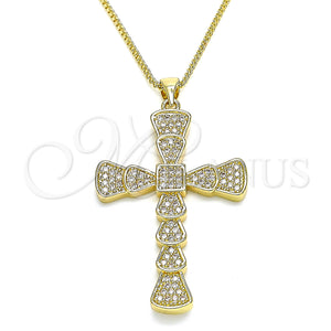 Gold Filled Necklace — Pendant Necklace Cross Design with White Micro Pave — main product view — SKU 133159 | Oro Laminado collar — Pendant Necklace cruz diseño with blanco Micro Pave — SKU 133159
