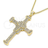 Oro Laminado Pendant Necklace, Gold Filled Style Cross Design, with White Micro Pave, Polished, Golden Finish, 04.156.0223.20 (02 MM Thickness, 20 Inches Length)