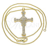 Oro Laminado Pendant Necklace, Gold Filled Style Cross Design, with White Micro Pave, Polished, Golden Finish, 04.156.0223.20 (02 MM Thickness, 20 Inches Length)