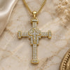 Oro Laminado Pendant Necklace, Gold Filled Style Cross Design, with White Micro Pave, Polished, Golden Finish, 04.156.0223.20 (02 MM Thickness, 20 Inches Length)