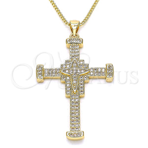 Gold Filled Necklace — Pendant Necklace Cross Design with White Micro Pave — main product view — SKU 133161 | Oro Laminado collar — Pendant Necklace cruz diseño with blanco Micro Pave — SKU 133161