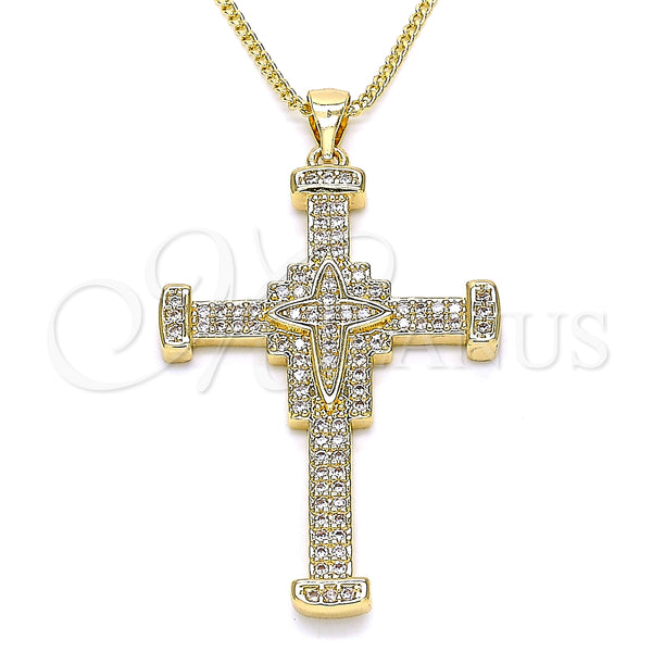 Gold Filled Necklace — Pendant Necklace Cross Design with White Micro Pave — main product view — SKU 133161 | Oro Laminado collar — Pendant Necklace cruz diseño with blanco Micro Pave — SKU 133161