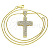 Oro Laminado Pendant Necklace, Gold Filled Style Cross Design, with White Micro Pave, Polished, Golden Finish, 04.156.0227.18 (02 MM Thickness, 18 Inches Length)