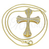 Oro Laminado Pendant Necklace, Gold Filled Style Cross Design, with White Micro Pave, Polished, Golden Finish, 04.156.0229.20 (02 MM Thickness, 20 Inches Length)