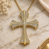 Oro Laminado Pendant Necklace, Gold Filled Style Cross Design, with White Micro Pave, Polished, Golden Finish, 04.156.0229.20 (02 MM Thickness, 20 Inches Length)