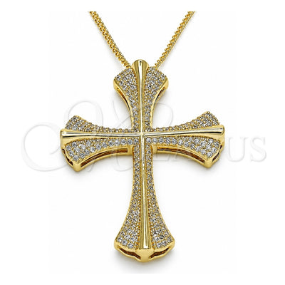 Oro Laminado Pendant Necklace, Gold Filled Style Cross Design, with White Micro Pave, Polished, Golden Finish, 04.156.0229.20 (02 MM Thickness, 20 Inches Length)
