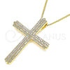 Oro Laminado Pendant Necklace, Gold Filled Style Cross Design, with White Micro Pave, Polished, Golden Finish, 04.156.0230.20 (02 MM Thickness, 20 Inches Length)