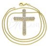 Oro Laminado Pendant Necklace, Gold Filled Style Cross Design, with White Micro Pave, Polished, Golden Finish, 04.156.0230.20 (02 MM Thickness, 20 Inches Length)