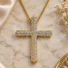 Oro Laminado Pendant Necklace, Gold Filled Style Cross Design, with White Micro Pave, Polished, Golden Finish, 04.156.0230.20 (02 MM Thickness, 20 Inches Length)