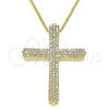 Oro Laminado Pendant Necklace, Gold Filled Style Cross Design, with White Micro Pave, Polished, Golden Finish, 04.156.0230.20 (02 MM Thickness, 20 Inches Length)