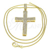 Oro Laminado Pendant Necklace, Gold Filled Style Cross Design, with White Micro Pave, Polished, Golden Finish, 04.156.0232.20 (02 MM Thickness, 20 Inches Length)