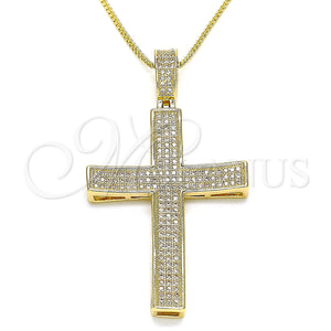 Gold Filled Necklace — Pendant Necklace Cross Design with White Micro Pave — main product view — SKU 133170 | Oro Laminado collar — Pendant Necklace cruz diseño with blanco Micro Pave — SKU 133170